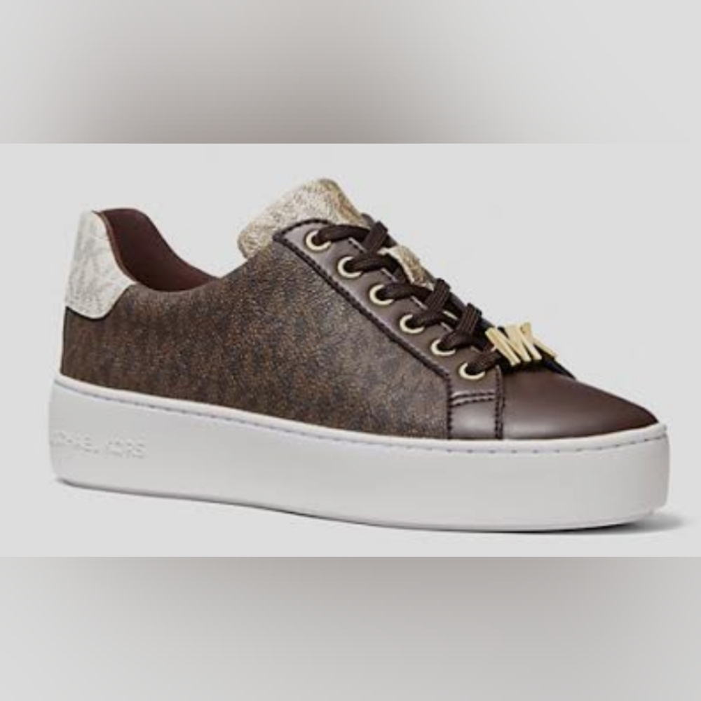 Michael Kors Poppy Color-Block Logo Sneakers Size 7 Used Exc MSRP $228
